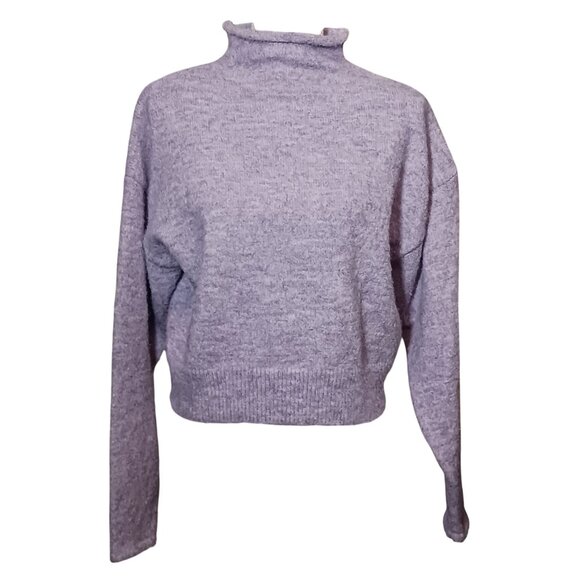 Line & Dot Lila Roll Mock Neck Cropped Sweater in Orchid/Purple Size S - Picture 1 of 14